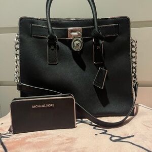 Michael Kors Black Satchel and Wallet Set